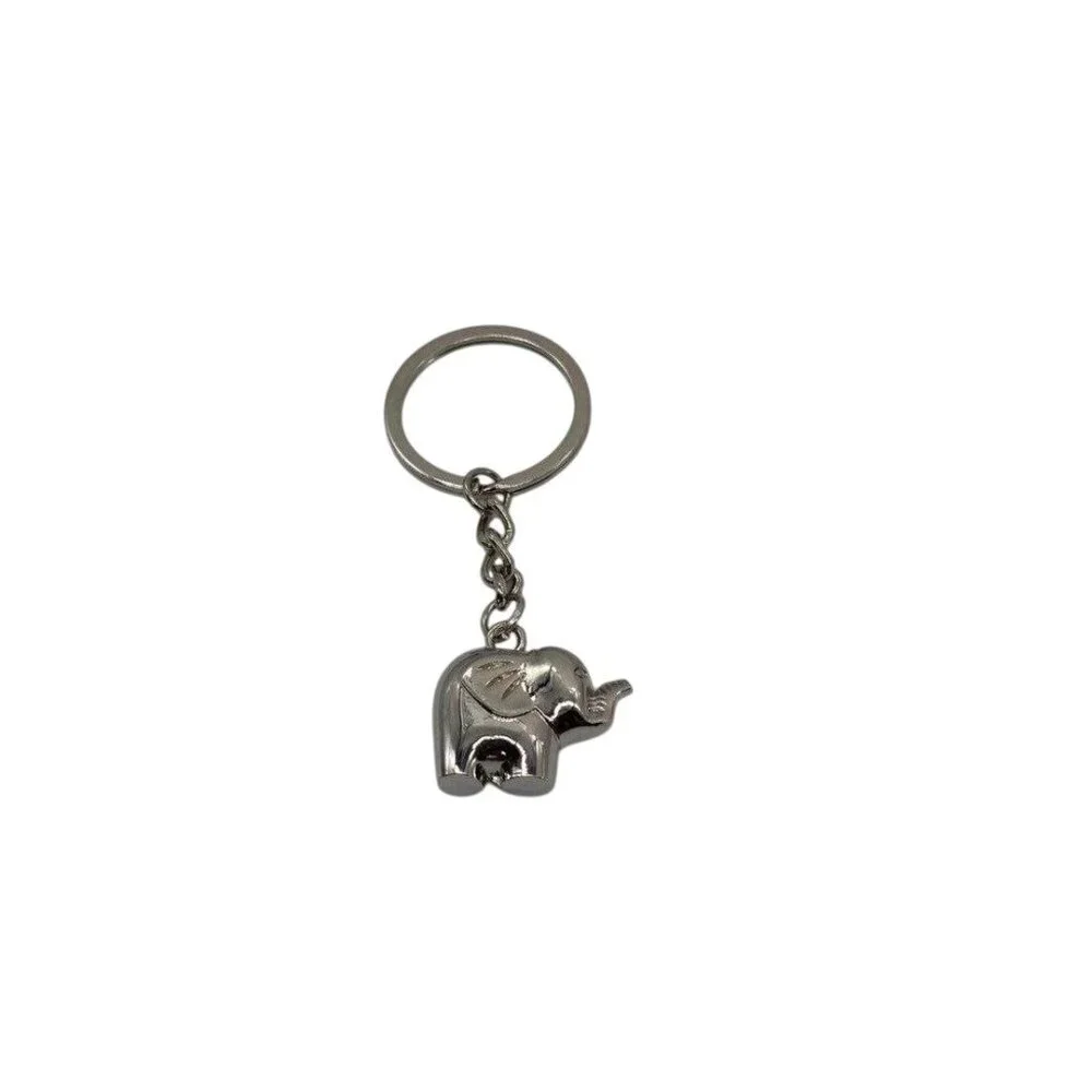 Metallic Elephant Keychain With Silver Tone Finish & Functional Compact Design‎